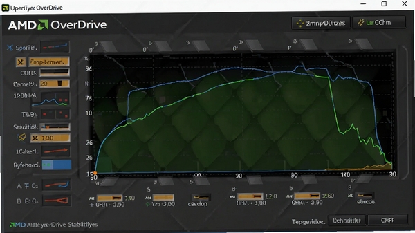 ��Ƶ���� AMD OverDrive�ȶ��Բ��Խ��棬��ʾCPU���������¶�����