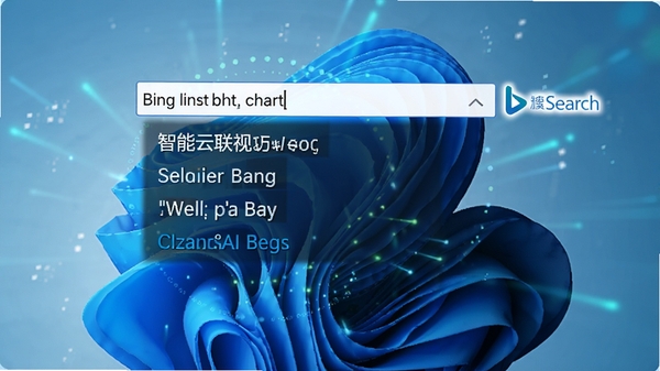 ��ӦBing���뷨���������빦����ʾ�����������ʾԤ��������Ա��б�Ӧ����logo������Ϊ�Ƽ�����ɫ��Ч��ͻ��AI���ܡ�