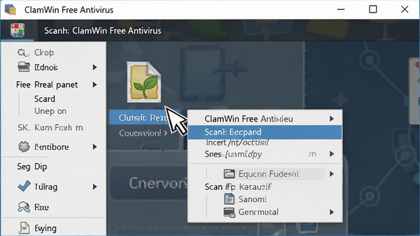 ClamWin Free Antivirus�Ҽ��˵�ɨ�蹦��չʾ�����ָ���ļ��������Ҽ��˵���������ʾɨ��ѡ��