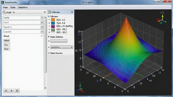3D Grapher�����༭���棬���Ϊ�������������Ҳ�ʵʱ��ʾ���ɵĲ�ɫ��ά���棬չʾ�����������ݵ���ѡ��