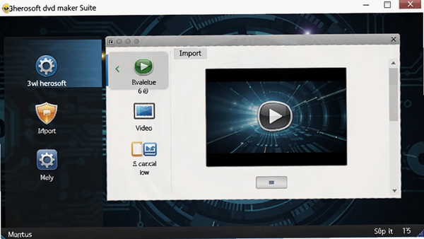 3herosoft dvd maker suite�����ͼ��չʾ���˵�����Ƶ�������򣬱���Ϊ��ɫ�Ƽ��У�ͼ����������