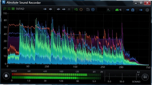 Absolute Sound RecorderʵʱƵ�׷��������棬��ɫ���ζ�̬��ʾ��������ƽ��λ�ڵײ�������Ƽ���ʮ�㡣