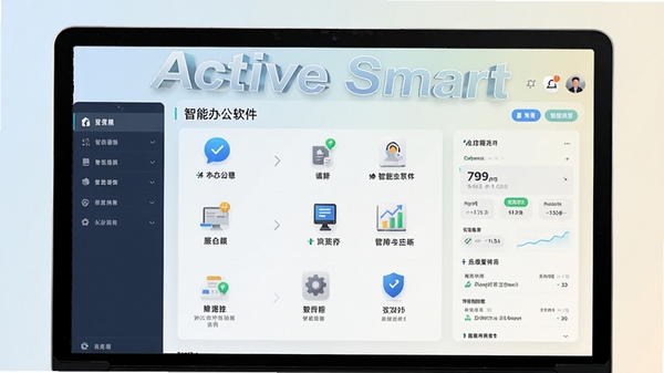 Active Smart ���ܰ칫����������չʾ���ִ���UI��ƣ�����ͼ���������У�����Ϊǳɫ���䣬ͻ���������ơ�Active Smart������