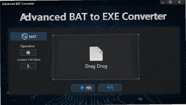 Advanced BAT to EXE Converter�������ͼ��չʾ���Ĳ��������ļ���ק���򣬱���Ϊ��ɫ�Ƽ�����������������ɼ���������רҵ���ִ���