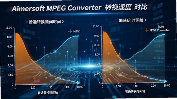 Aimersoft MPEG Converter ת���ٶȶԱ�ͼ�������Ϊ��ͨת��ʱ���ᣬ�Ҳ�Ϊ���ٺ�ʱ���ᣬ����Ϊ��ɫ�Ƽ���Ч��ͻ��Ч������