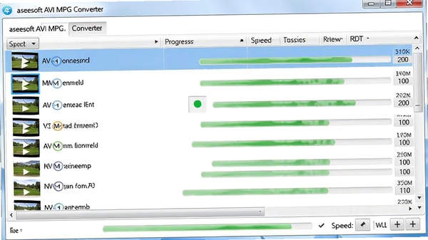 Aiseesoft AVI MPEG Converter����ת�����棬�б����ж����Ƶ�ļ�����������ʾת��״̬���ٶȺܿ�
