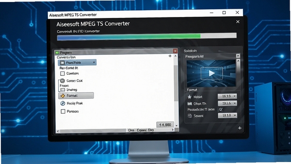 ������Ƶת����������չʾ��Aiseesoft MPEG TS Converter�����ڵ����ϣ���ʾת�����ȡ���ʽѡ���뻭�����ã�����Ϊ�Ƽ���ɫ������������������ͻ��רҵ���Ч