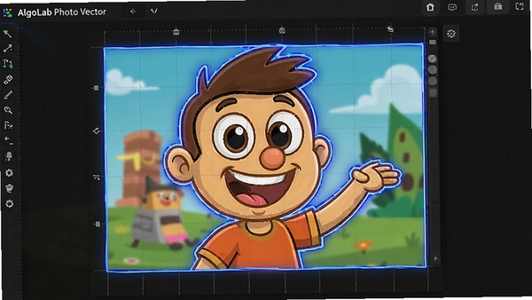 AlgoLab Photo Vector ��������׷�ٹ�����ʾ����ʾһ�Ų�ɫ��ͨͼ���Զ�ת��Ϊʸ������������ɫ·���߸�����ʾ��Ե������Ϊ�������ߣ�������רҵ��