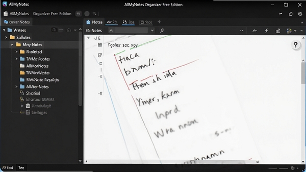 һ��չʾAllMyNotes Organizer Free Edition����������Ľ�ͼ����������չʾ�����״Ŀ¼���Ҳ�ʼǱ༭����������ִ�