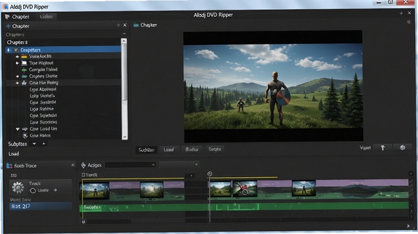 Alldj DVD Ripper��Ƶ�༭���棬չʾ�½�ѡ����Ļ���غ������л�ѡ��