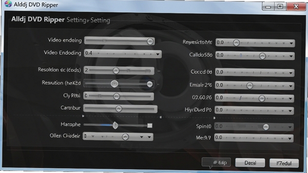 Alldj DVD Ripper�߼����ý��棬չʾ��Ƶ���롢�ֱ��ʡ������ʵȲ�������ѡ��
