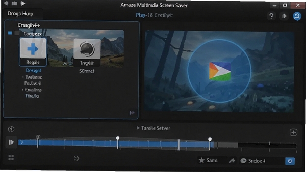 Amaze Multimedia Screen Saver 播放列表管理界面,拖拽排序,无缝循环播放,时间轴特效设置