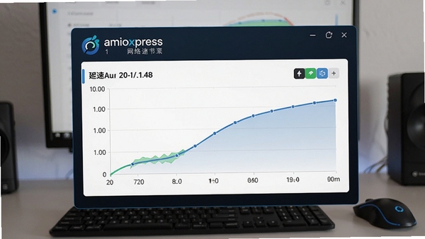 aminoxpress网络加速开关界面,展示延迟数据实时变化曲线,界面清晰直观