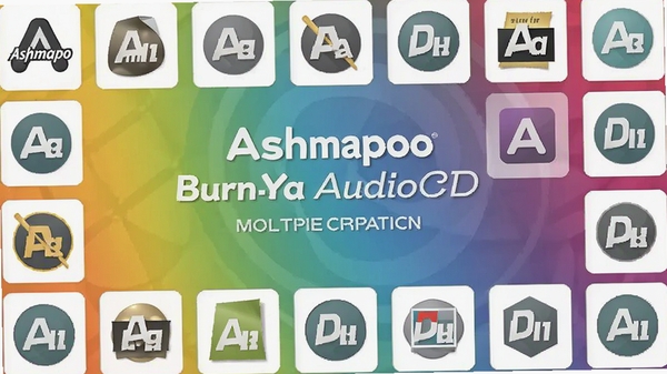 һ��չʾAshampoo BurnYa AudioCD֧�ֶ�����Ƶ��ʽ��ͼ��ǽ�������ʽLogo�������У��������������ƣ�����Ϊ��ɫ���䣬ͻ��������ǿ���ص�