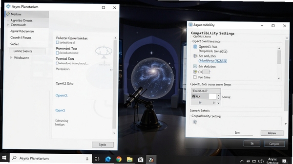 Asynx Planetarium������Windows 11ϵͳ�����У�չʾ���ò˵��е�OpenGLѡ��ͼ��������ý���