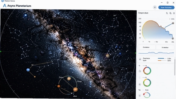 Asynx Planetarium�������н��棬��ʾ�������ά�ǿ�ͼ���������ӡ���������������λ�ñ�ע���������ִ��������������