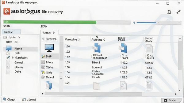 auslogics file recovery����������չʾ�����ݻָ�������ͼ��������ʾɨ����Ⱥ��ļ��б�