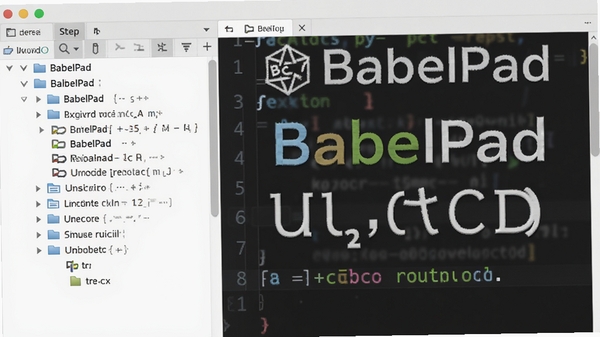 һ���ִ������ı��༭�������ͼ�����Ϊ�ļ������Ҳ�Ϊ�༭����ͻ��BabelPad��logo��Unicode�ַ�֧�ֹ��ܣ�����Ϊ��ɫ������ͼ��ɫ�����������壬8k�ֱ���