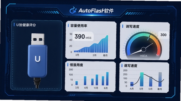AutoFlash�����豸��⹦����ʾ��չʾU�̽������֡�����ʹ���ʡ���д�ٶ��Ǳ��̣�����Ƽ���ǿ�����ݿ��ӻ�ͼ����������ɫ����ɫ��