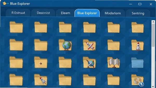 Blue Explorer ���ǩҳ���棬������ǩ����ʾ����ļ������ƣ���ǰ��ǩ������ʾ