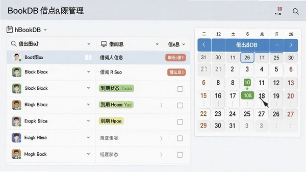 BookDB���Ĺ������棬��ʾ���ͼ���б�����������Ϣ�͵���״̬��ǩ����������������