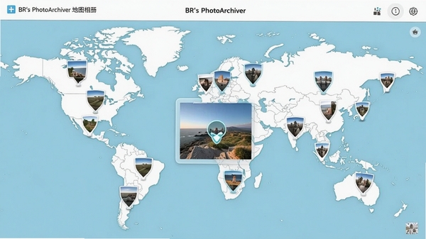 BR��s PhotoArchiver��ͼ��Ṧ�ܽ��棬�����ͼ��ɢ���Ŷ����Ƭ����ͼ��ǣ�����һ����Ǳ����չ����ƬԤ�����������