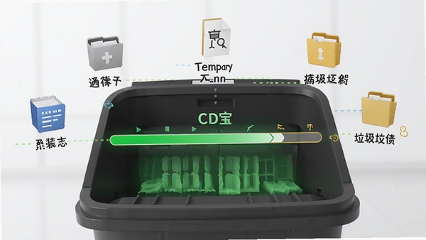 CD������������������ʾ��ͼ����ɫ������ɨ��ϵͳ�����ļ�����Χ�����Ż��桢��ʱ�ļ���ͼ�꣬�����ɾ�����