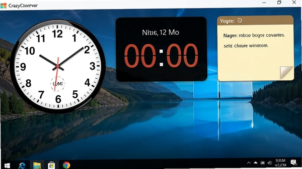 CrazyClock������Windowsϵͳ�����еĽ�ͼ��������ͬʱ��ʾ��ʱ�ӡ�����ʱ�ͱ�ǩ����С��������汳��Ϊ�羰ͼƬ�����岼��������չʾ������ʵ�ù��ܡ�
