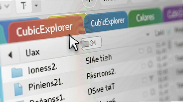 CubicExplorer����������д�����������ɫ��ǩҳ�������У��������ͣ��һ����ǩ�ϣ��·���ʾ�ļ��б�������Ϊǳ��ɫ���䣬ͻ����ǩ�л����������������������