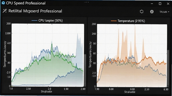 CPU Speed Professionalʵʱ��ؽ��棬����ͼչʾCPUʹ�������¶ȱ仯����������ֱ��