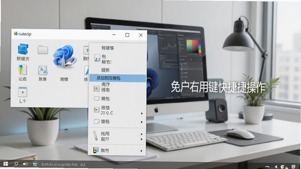 cutezip������Windows 11ϵͳ�����У��Ҽ��˵���ʾ�����ӵ�ѹ������ѡ�����Ϊ�ִ��칫���棬��ʾ�û�ʹ���Ҽ���ݲ�����