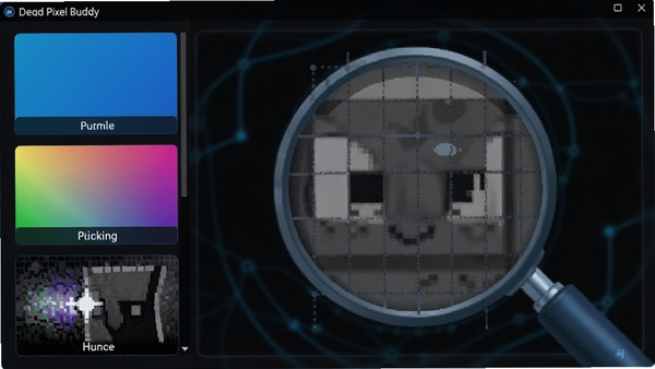 Dead Pixel Buddy���������ͼ����ɫ��������������ʾ���ּ��ģʽ��ť���紿ɫ�����䡢��˸����������������Ŵ�Ԥ������������רҵ����ɫ�Ƽ���ɫ��