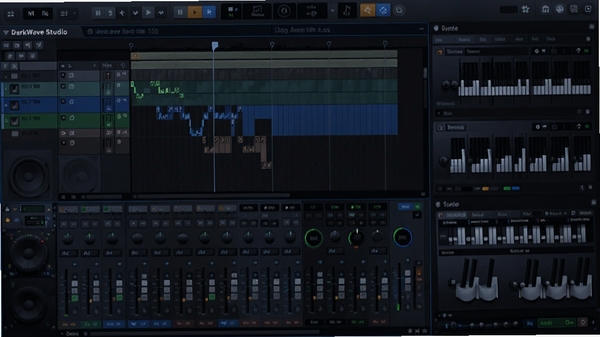 DarkWave Studio �������ͼ��չʾ���༭���ڡ�����̨������������壬����ִ���࣬ɫ���������ͺ�ɫΪ����������ͣ�ͻ��רҵ��Ƶ����վ��Χ
