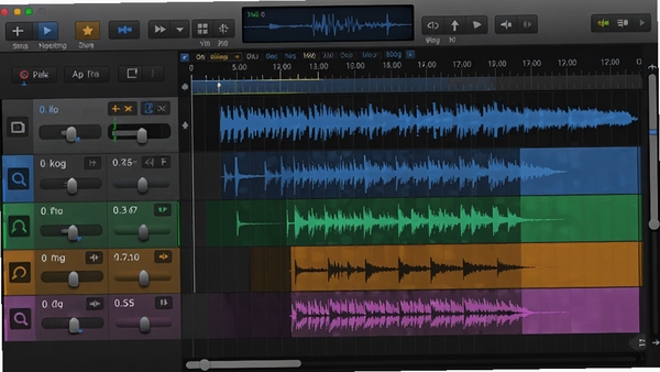 DarkWave Studio ���¼���༭���棬��ʾ���α༭��ʱ�������ź͹����ɫ��ǣ�����������ͻ����Ƶ������׼�ԣ�ɫ������Һ���ɫ�߹�Ϊ��