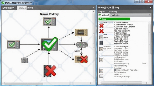 DEKSI Network Inventory��������ͼ��ɨ�������־���ڣ���ɫ�Թ���ʾ�ɹ�����ɫ��ű�ʾʧ��