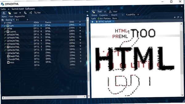 DFM2HTML�����������ͼ��չʾDFM�ļ��б���HTMLԤ���Ա�Ч�����ִ��Ƽ�����������