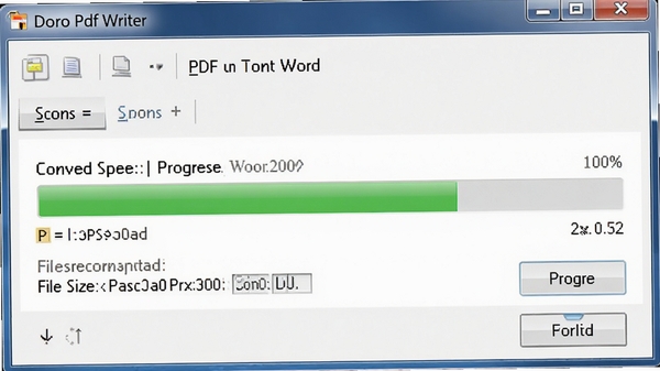 ��ʽת��ͼ��Doro Pdf Writer��PDFתWord�Ľ��������棬��ʾת���ٶȺ��ļ���С