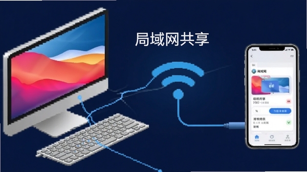 ����һ�ŵ������ֻ�����ͬһWi-Fi��ʾ��ͼ����ע��������������������Ϊ����ɫ��ͻ���ƶ��˷��ʹ���