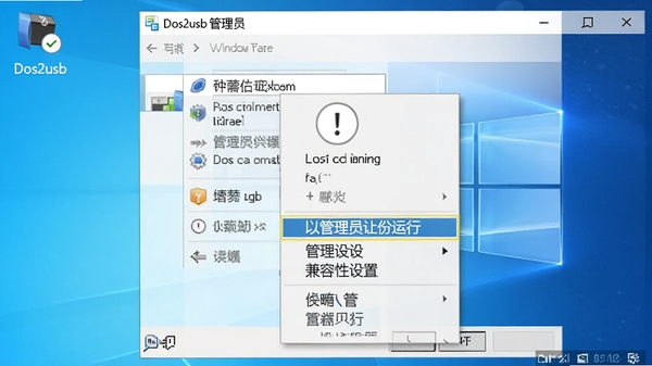 չʾDos2usb��Windowsϵͳ���Թ���Ա�������еĽ��棬�Ҽ��˵��������Թ���Ա�������С�����������ʾͼ�꣬ǿ������������