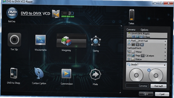 һ����ΪDVD to DIVX VCD Ripper�����������ͼ����ʾ�������ת��ѡ�����Ϊ��ɫ�Ƽ��У�ͼ�����������רҵ