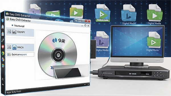 ����DVDӰ�������ӵ��Ե�3D�廭���ʾ��ͼ��ǰ����Easy DVD Extractor�������棬����ɨ����̣�����������ý���ļ�ͼ�꣬����Ƽ���ǿ��ɫ������