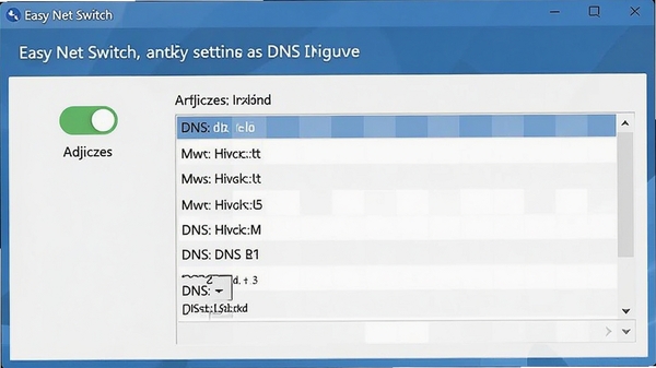 Easy Net Switch����������DNS���������ͼ����ʾ�������غ�DNS�б�