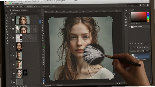 fantasia photo layer and mask editing workspace with multiple layers and a brush mask being applied to a portrait