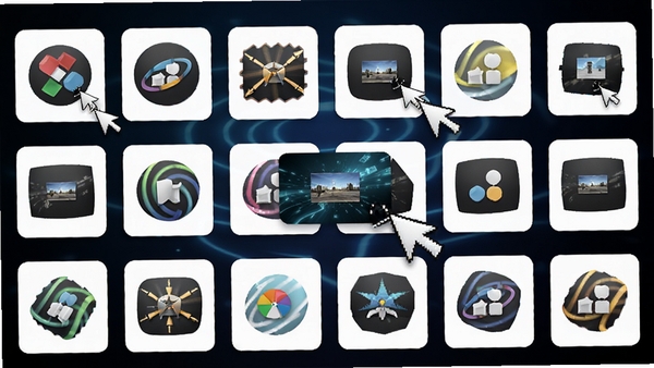 Flash ScreenSaver Maker����Ч��չʾ������״���ж��ֶ�̬Ч��ͼ�꣬�����ͣ��ʾԤ��������Ϊ��ɫ���䡣