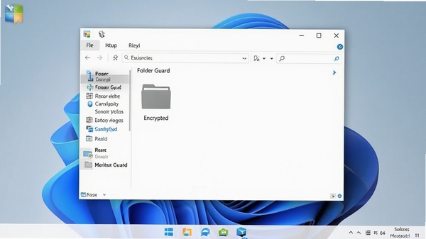 Folder Guard ������ Windows 11 ����Ľ�ͼ����ʾ���������ں���Դ�������еļ����ļ���ͼ�꣬����Ϊ΢��Ĭ�ϱ�ֽ������ɫ����ͣ�ϸ�ڷḻ