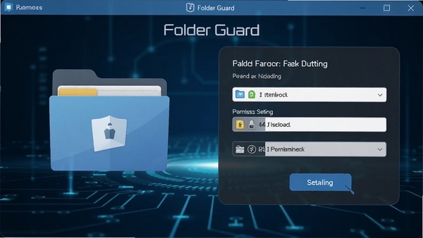 Folder Guard �������ͼ��չʾ�ļ��м��ܺ�Ȩ�����ù��ܣ�����Ϊ����ɫ�Ƽ��з��ͼ�����������ֿɱ�