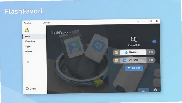 FlashFavori���������ͼ��չʾ��������������ܰ�ť��������ִ�������Ϊ����ɫ���䣬����������ʾ�����Ͻ�