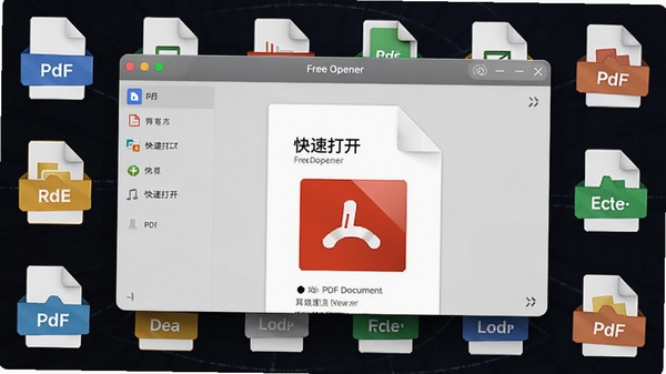 Free Opener ���ٴ�һ�� PDF �ĵ��Ľ��棬չʾ���ĵ���Ⱦ�����ȣ���Χ�����Ÿ����ļ���ʽ��ͼ�꣬ͻ�������Ŀ��ټ��غͼ�����