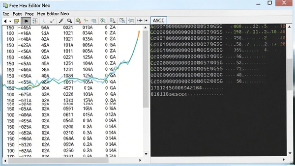 Free Hex Editor Neo���ʽ���ݲ鿴���棬���ʮ�����ƣ��Ҳ�ASCII�룬�м������ʾ�༭�ֽ�