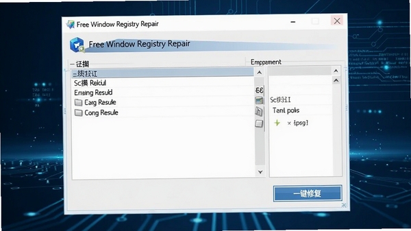 Free window registry repair�������ͼ��չʾ������ɨ������һ���޸���ť������Ϊ�Ƽ������